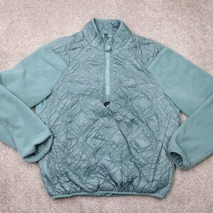 Fabletics Jacket Mens Medium Green The Loft Quilted Water Resistant 1/4 Zip Coat